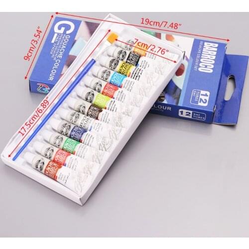 12 Colors Gouache Paint Tubes Set 6ml Draw Painting Pigment Painting With Brush Art Supplies Q1JC