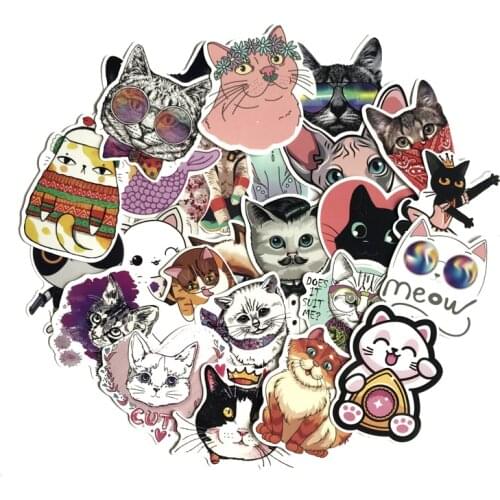 TD ZW 50 Pcs/Lot Cat Stickers Cute Animal Sticker For Children DIY Car Luggage Fridge Laptop Phone Decal Sticker for Kids Gift
