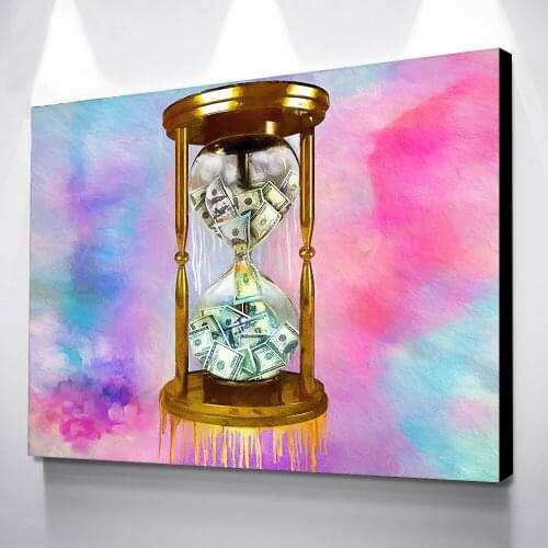 Wall Art Money Hourglass Poster Modular Cartoon Gifts Pictures HD Printed Canvas Pink Painting Home Decoration Living Room Frame