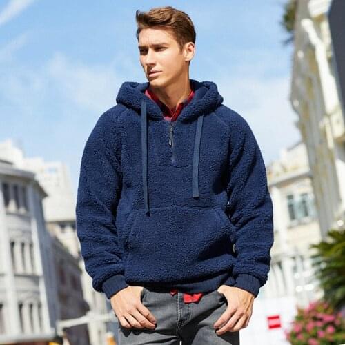 NIGRITY 2019 Autumn Winter Mens Fashion Hoodies Solid Thicken Fleece Warm Hoodies Women&Men Flannel Sweatshirt Casual Pullovers