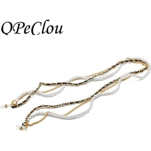 QPeClou 2019 New Luxury Pearls Glasses Chain For Women Fashion Metal Sunglasses Chain