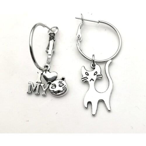 New 2020 I love cats Earrings, Asymmetrical Earrings, Hoops, Celestial Earrings, Hoops, Hoop Earrings, Star, Womens Gift