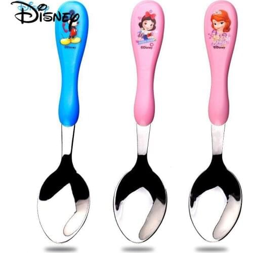 Disney Printing Portable Childrens Tableware Comfortable Stainless Steel Baby Food Supplement Fork Simple Cute Cartoon