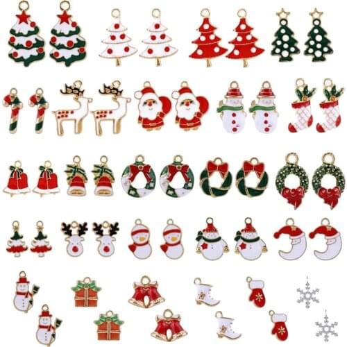 50x Alloy Christmas Charms Pendant Snowman Moon Santa Claus DIY Clothes Sewing Necklace Bracelet Anklet Jewelry Making Art