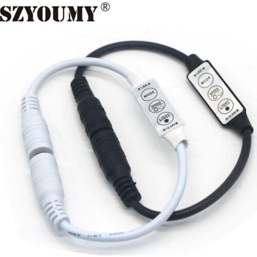 SZYOUMY New arrival LED Dimmer Controller Switch Mini DC 12V 3 Keys Dual DC Plug For Single Color SMD2835 3014 LED free shipping