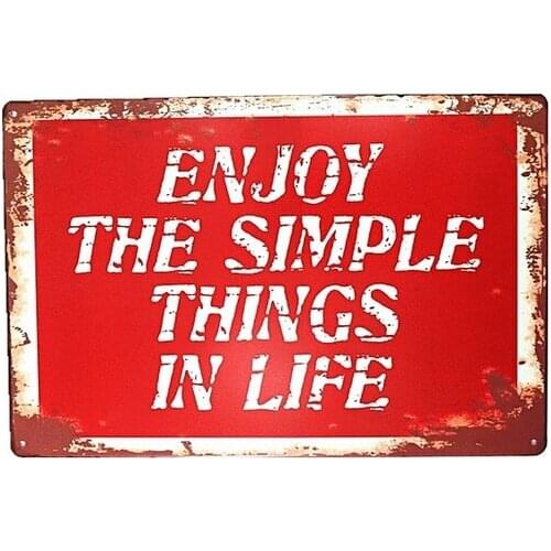 Generic Enjoy The Simple Thing In Life Vintage Tin Signs Wall Plate Garage Pub Bar Coffee Cafe Wall Stickers Decor