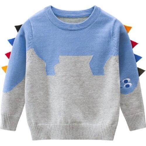 Cartoon Dinosaur Boys Knitted Sweater For Toddler Boy Kids Casual Spring Autumn Cartoon Warm Cotton Boys Sweaters Pullovers New