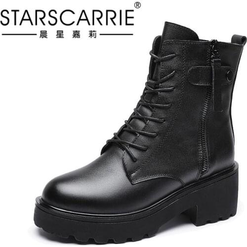 High heeled Martin boots womens 2020 new British style autumn thick soled high leather boots autumn winter womens short boots