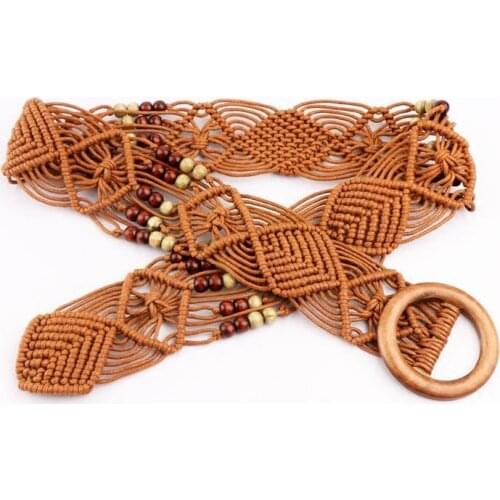 Bohemian round buckle hand-woven belt female wide with skirt simple wild decorative dress casual skirt belt