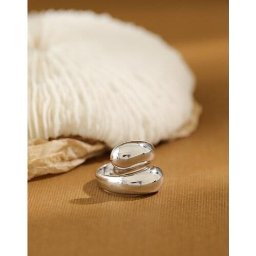 Real 925 sterling silver smooth water drop rings for women fine jewelry , fashion silver womens ring gold color party gifts