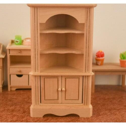 1/12 Miniature Dollhouse Wood Triangle Cabinet Handmade Furniture Model Decor Children Education Toys For Kids Birthday Gift