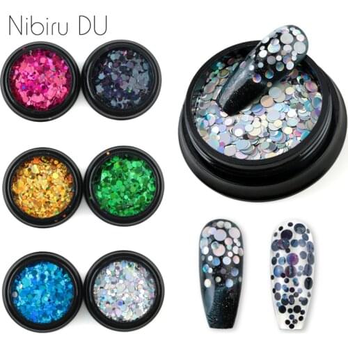 1 Box Mixed Size Round Ultrathin Sequins Nail Art Glitter Colorful Laser DIY Glitter Manicure Nail Art Decoration