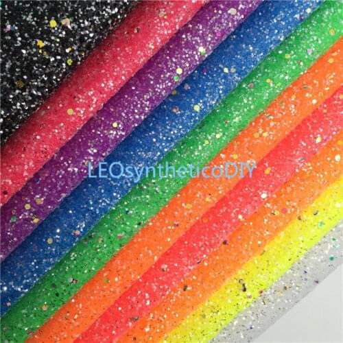 1PC 21X29CM Neon Chunky Glitter Leather, Crystal Glitter Leather Sheets For Making Bows LEOsyntheticoDIY T494