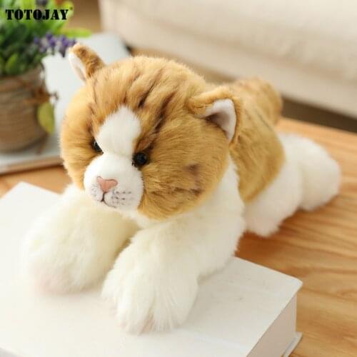 1pc 30CM Simulation Cute Lying Cat Plush Toy Soft Plush Kitty Doll Brown and White Face Ragdoll Cats Home Decor Baby Kids Gift