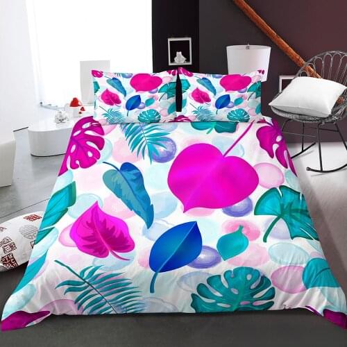 3D Colorful Leaves Bedding Set Duvet Covers Comforter Bedding Sets Bedclothes Bed Linen for Kids Girls Bedding (No Bed Sheet)