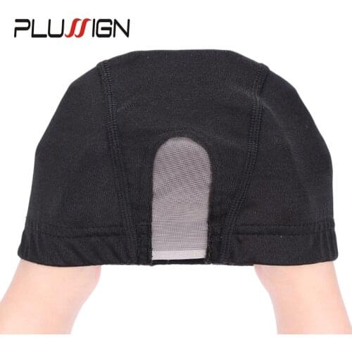 5Pcs/lot Spandex Dome Cap Black Crochet Caps Black Weaving Caps U Part Mono Net Mesh Dome Caps Breathable Smooth Hairnet