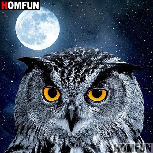 HOMFUN Full Square/Round Drill 5D DIY Diamond Painting "Animal owl" 3D Embroidery Cross Stitch 5D Home Decor A07322