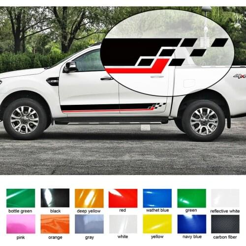 Car decals racing styling side door stripe graphic vinyl car sticker fit for Ford ranger 2012 2013 2014 2015 2016 2017 2018 2019