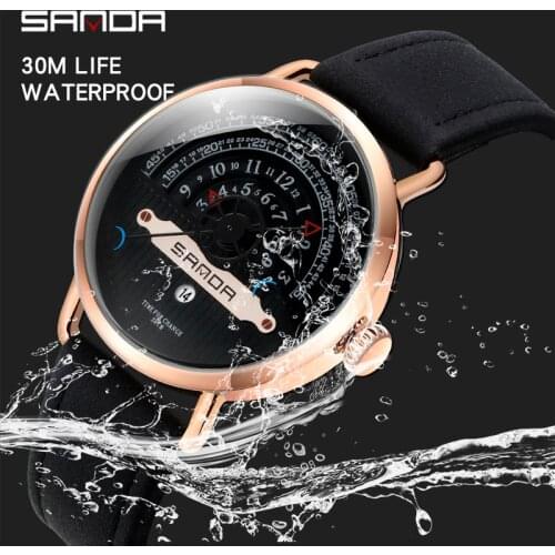 Sanda new mens watch belt youth personality trend big turntable student male quartz watch relogio masculino orologio uomo часы