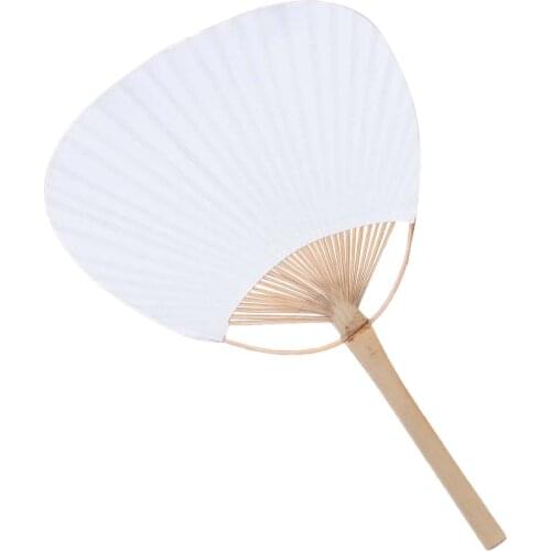 Pure White Pai-fan Hand-painted Round Fine Art Fan Blank Calligraphy Painting DIY Craft Supplies Summer White Fan Feasible