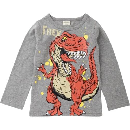 Kids T Shirt For Boys Dinosaur Pattern Baby Girl Tshirt Autumn 2018 Girls Tops 100% Cotton Children Clothes Long Sleeve T-Shirt