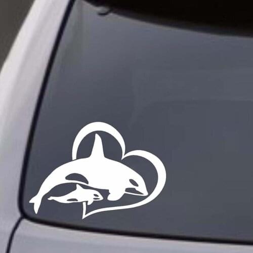 Orca Killer Whale W BABY Vinyl Decal Sticker Car Window Wall Bumper Heart Love