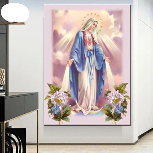 DIY 5D Religious Paintings Mosaic Embroidery Cross Stitch Crafts Round Diamond Wall DecorationsHome Furnishing Handicrafts