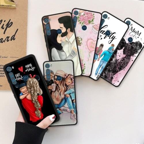 Baby Girl Mom Family Case for Motorola Moto G9 Play G8 Power Lite One Fusion Plus Hyper G30 G10 Black G Stylus Phone Cover Funda