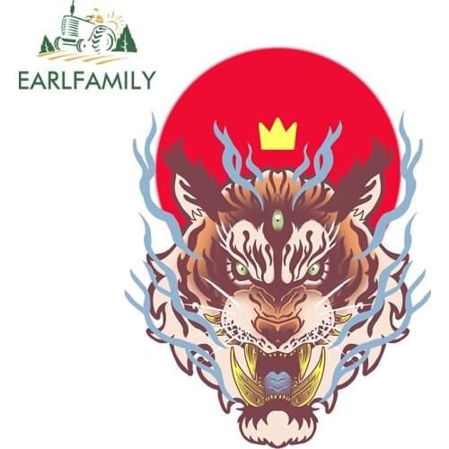 EARLFAMILY 13cm x 9.8cm for Fierce Tiger King Car Sticker Camper Truck Decal Vinyl Waterproof 3D Fashion Occlusion Scratch Decor