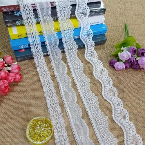 Width 2-3.5cm stretch White Elastic and Colorful Nylon Spandex lace fabric trim for dress pants skirt decoration accessories