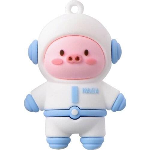 Astronaut Pig Figurine Soft Plastic Cartoon Home Decoration Accessories Bag Desk Pendant Office Decor Fairy House DIY Animals