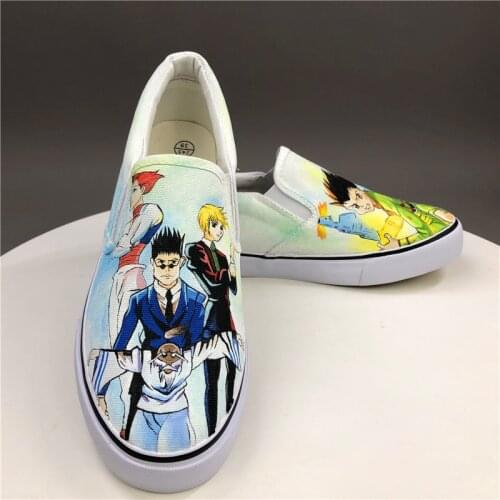 Wen Design Custom Hand Painted Slip On Shoes Anime Hunter X Hunter Men Womens Canvas Sneakers Low Flat Platform Plimsolls