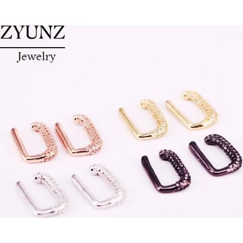 4 Pairs, Simple Ear Cuffs Clear CZ Clip On Earrings for Women No Piercing Fake Cartilage Earring Ear Wrap Earcuff Jewelry