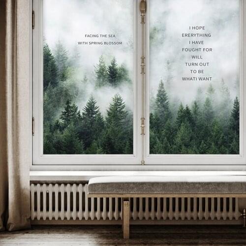 Frosted glass sticker light opaque bathroom glass door window film toilet window paper oxygen forest