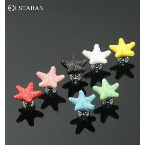 Ceramic Handle Cabinet Drawer Black And White New Cartoon Starfish European Style Furniture Cabinet Door Knob Bookcase Handles