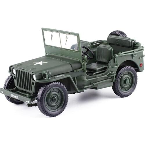 FULL-1:18 Model Jeeps Old World War II Willys Vehicles Alloy Car Model for Kids Toys Gifts