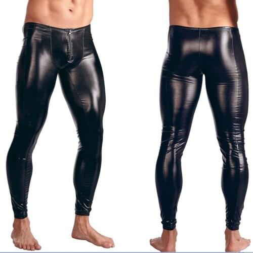 Men Latex Faux Leather PVC Gay ize Sexy LingClub Dance Wear UnderwPlusear Mens Leggings Pants Stage Performance