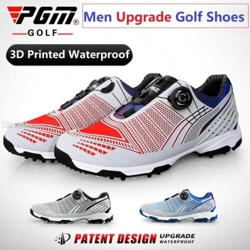 Pgm 3D Printed Golf Shoes Mens Waterproof Golf Shoes Male Rotating Shoelaces Sports Sneakers Spiked Non-Slip Trainers 3 Colors