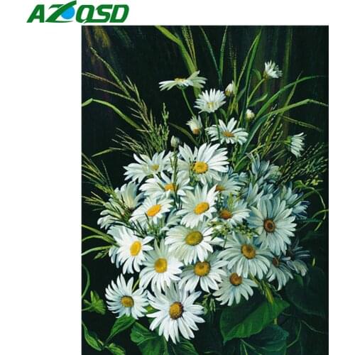 AZQSD Full Drill Diamond Painting Daisy Cross Stitch Kits Rhinestones Diamond Embroidery Flower Mosaic Handmade Decor For Home