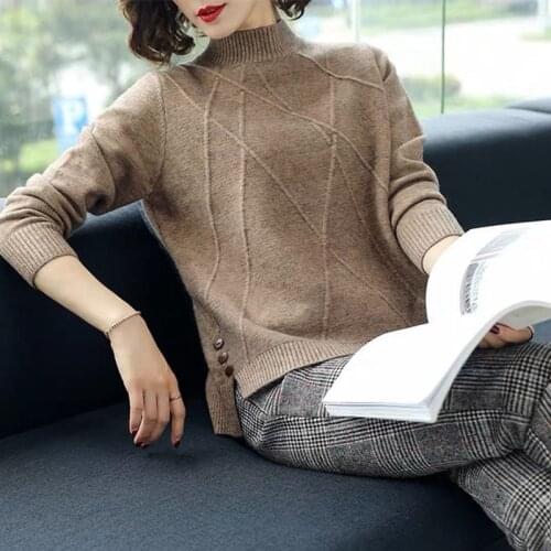 2020 New Women Pullover Sweater Autumn Winter Warm Jumper Ladies Long Sleeve Knitted Soft Female Sweater Loose Pull Femme P212