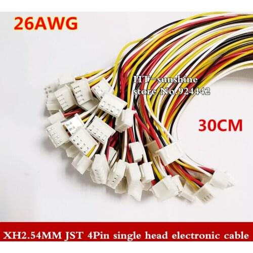 New XH2.54MM JST electronic line 4Pin single head tinned connection line 30CM 26AWG 10pcs/lot