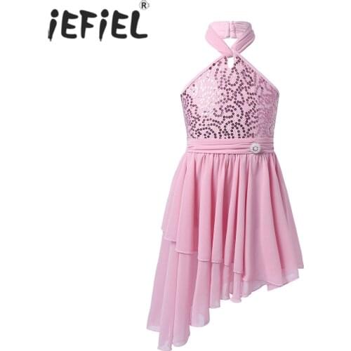 New Kids Girls Sparkly Sequins Ballet Dance Tutu Dress with Bulit-in Shorts Gymnastics Leotard Ballerina Latin Dancing Costumes