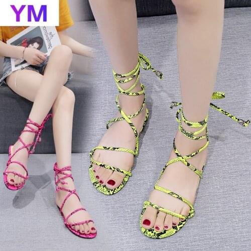 New Summer Women Snake Sandals Platform Heels Cross Strap Ankle Lace up Peep Toe 2021 Beach Party Ladies Shoes Zapatos Sandals