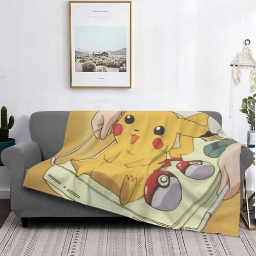 Bikachu Ball Mouse Blankets Fleece Textile Decor Anime Japan Manga Portable Super Warm Throw Blanket for Home Couch Bedspreads