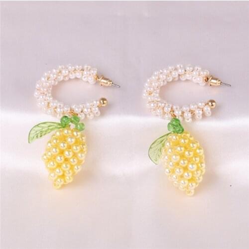 Wholesale JUJIA Summer Handmade Beaded Pendant Earrings Womens Fashion Fruit Cute Drop Earrings Bohemian Wedding Jewelry