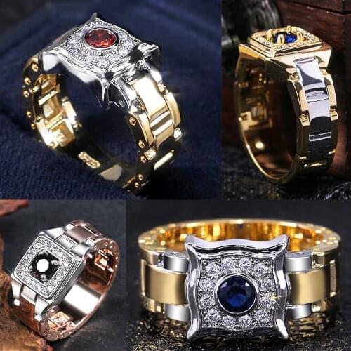 Huitan Creative Watch Shaped Ring With Joint Band Fashion Knockle Midi Rings Man Fashion Men Accessories Factory Wholesale