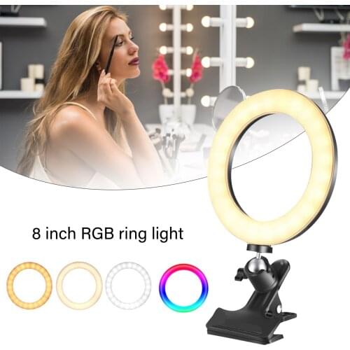 Protable Selfie Ring Light Lamp Fill Light Ringlight With Clip For Youtube Live Streaming Studio Video LED Dimmable Photography