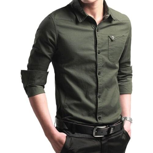 Mens shirt casual Slim Solid color Cotton shirt Business Male Social Dress Shirt Spring long sleeve shirt Men TJWLKJ