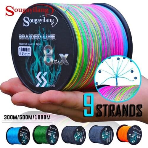 Sougayilang Super Strong 8+1 PE Stands Fishing Line 300m 500m 1000m Durable Fishing Line 9 Strand Multifilament Fishing Line