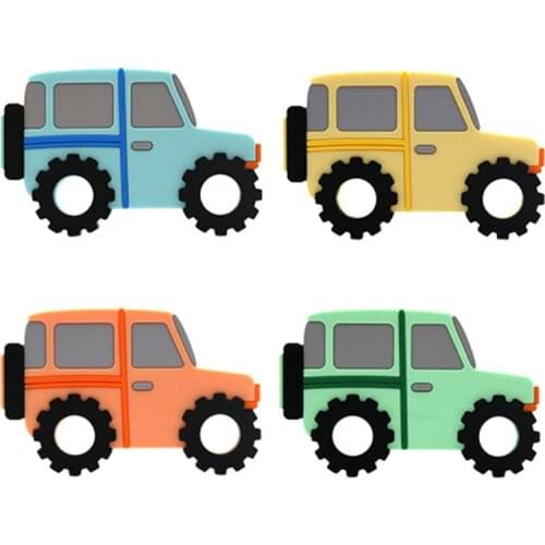 DIY Silicone Baby Teether Kids Cartoon Car Shape Charm Infant Newborn Teething Toy Toddler Bathing Gift